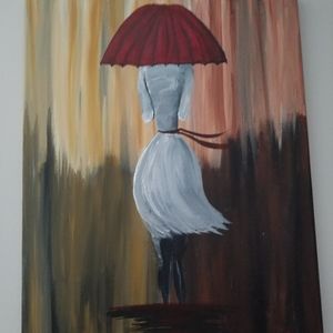 Lady in the rain, hand painted by me on canvas